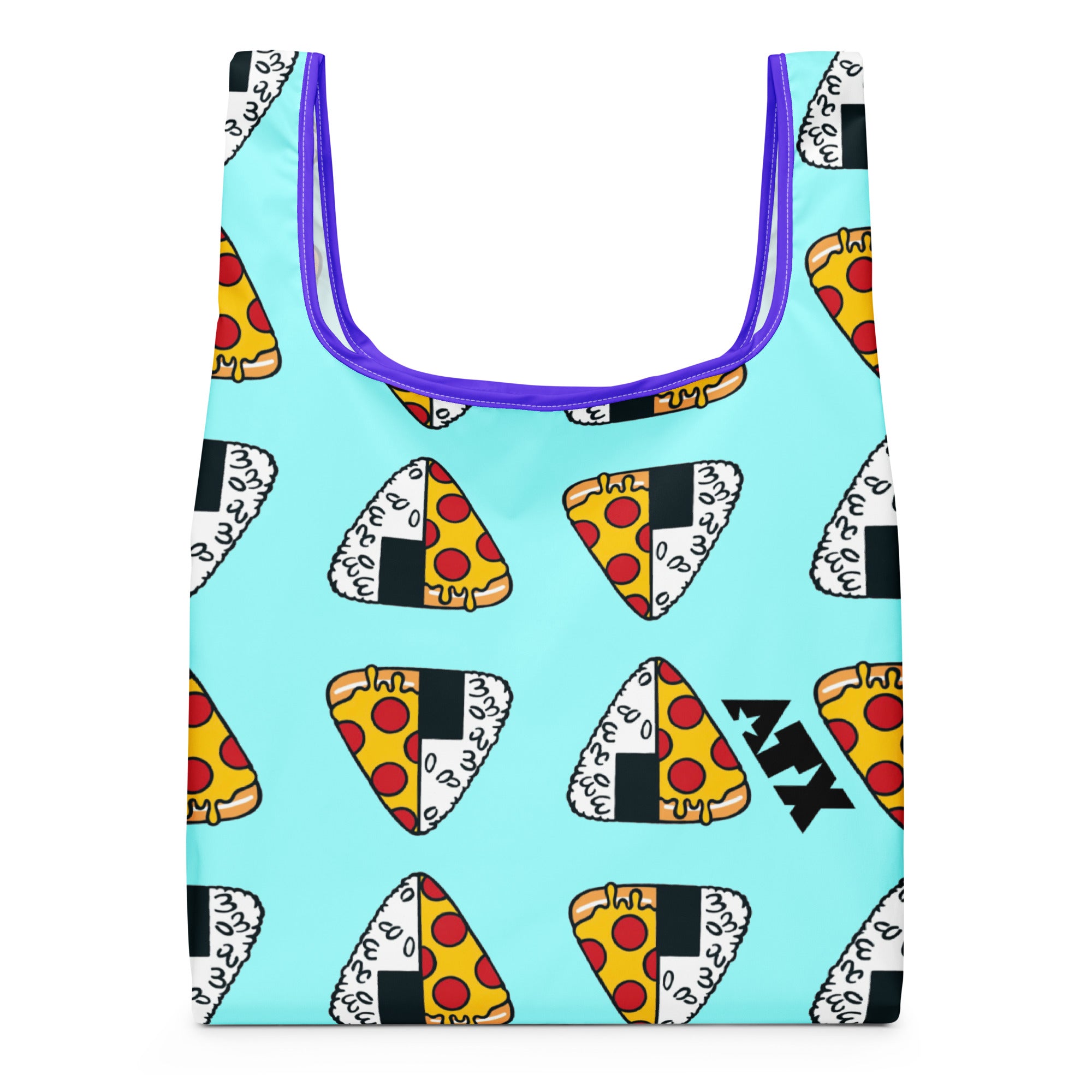 ATX Onigiri x Pizza Bag 折りたたみ軽量ショッピングバッグ(ブルー